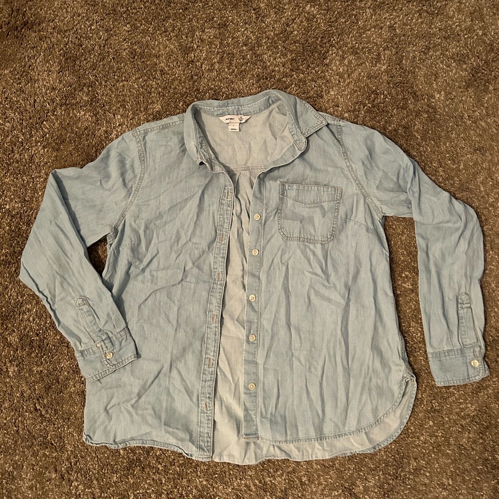 Old navy fake jean button up shirt size large